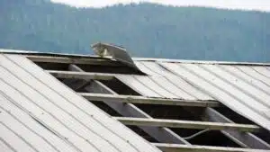 Broken roof due to high winds